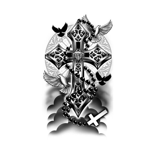 Fiestas Guirca Cross Temporary Tattoo / Black - Picture 1 of 3